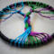 bottom view showing colorful roots anchored to the black silk wrapped metal hoop